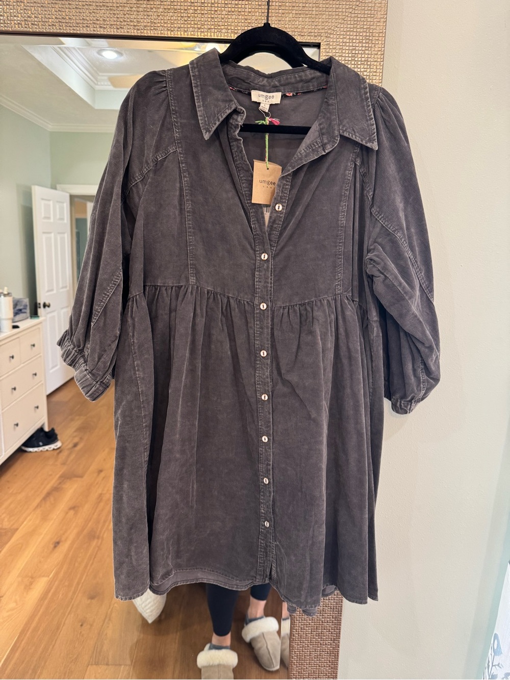 Umgee Washed Charcoal Button-Front Tunic